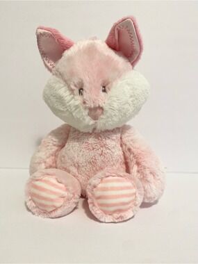 Aurora Baby Pink Fox Stuffed Animal Plush Security Toy Lovey Striped Feet Girl